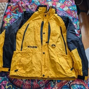 VTG Marker Olympics 2002 Kodak Yellow Black Full Zip Fleece Zip Out Liner Size L